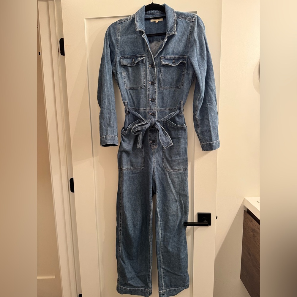 Denim Jumpsuit with Belt